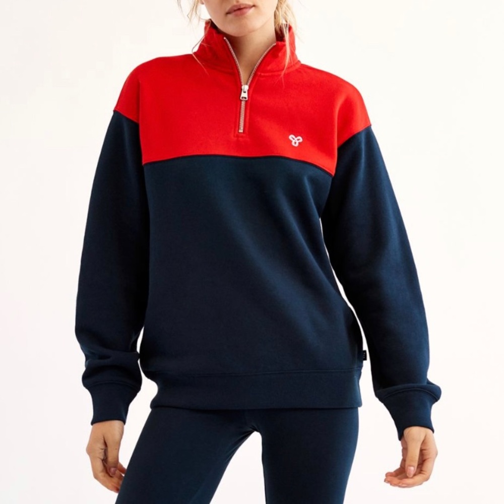 ARITZIA | TNA Warm Up Half Zip Sweatshirt Sweater Starboard/Goji Berry XXS